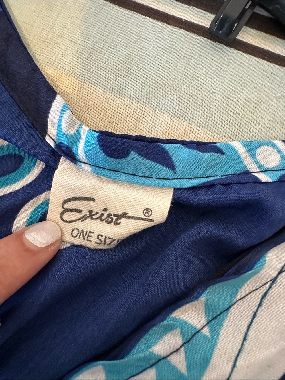 Navy Blue Patterned Poncho Shirt - Picture 3 of 3